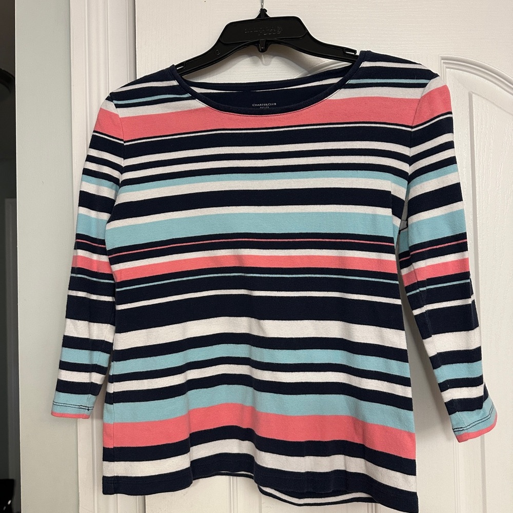 Charter Club Striped Multicolor Women's Top